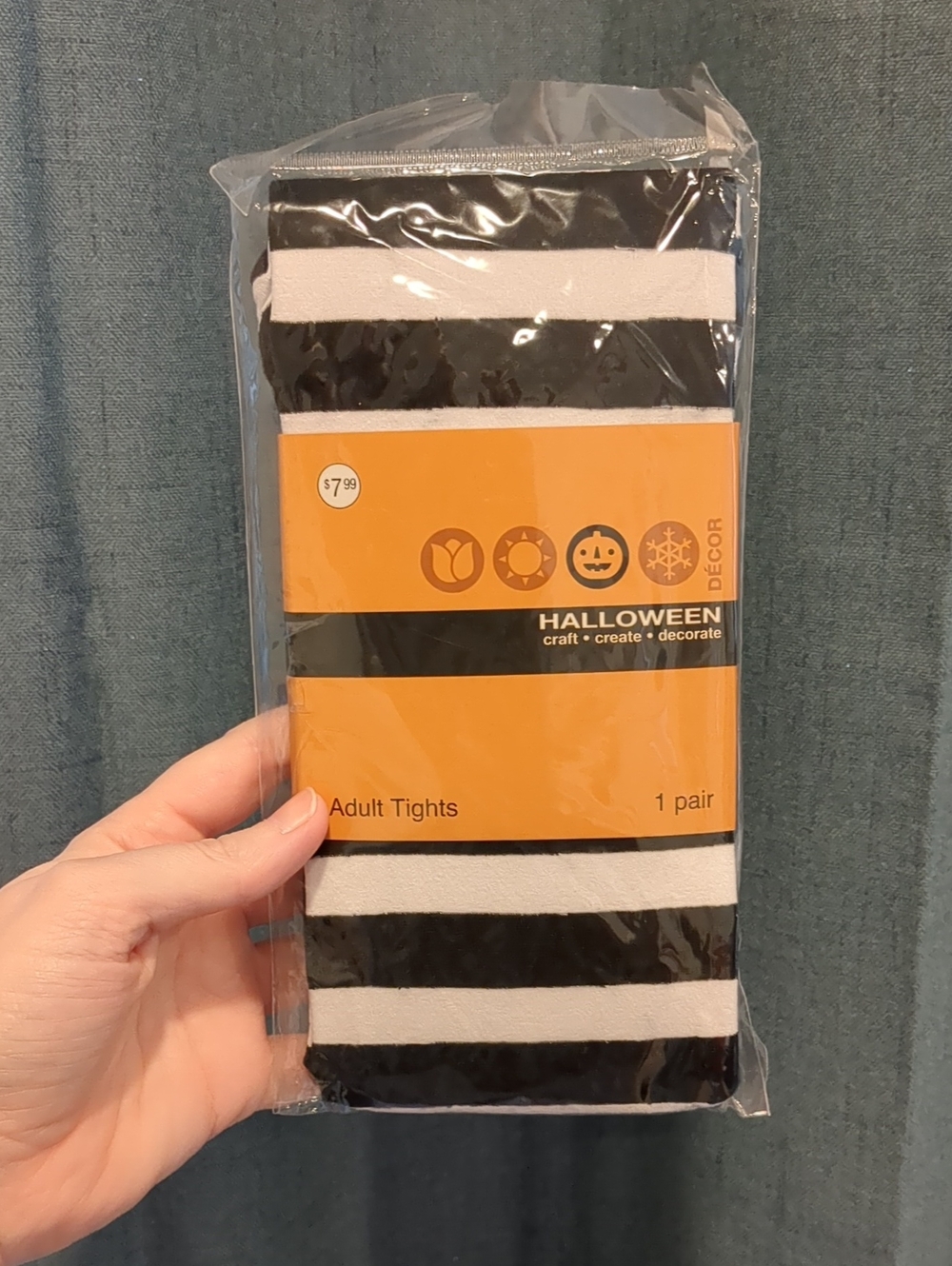 NWT Halloween Black and White Striped Tights - Adult